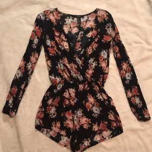 Black floral romper